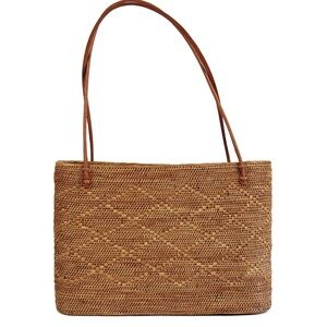 Hand-Woven Rattan tote / shoulder bag in Warm Brown